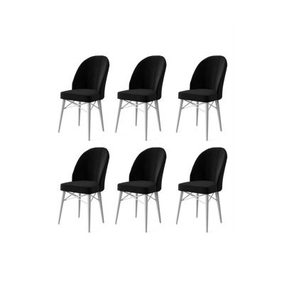 Set scaune 6 piese, Charlotte, Ritim, Metal, Alb/Negru