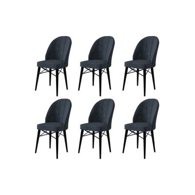 Set scaune 6 piese, Charlotte, Ritim, Metal, Antracit / Negru