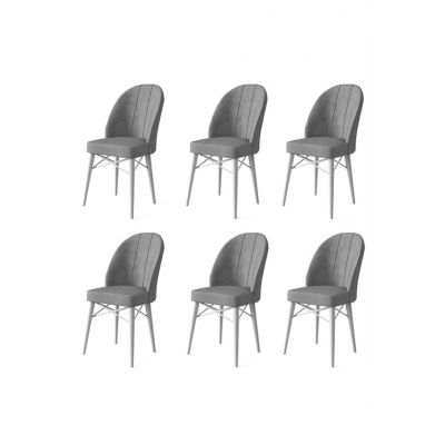 Set scaune 6 piese, Charlotte, Ritim, Metal, Cappuccino / Alb