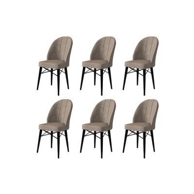 Set scaune 6 piese, Charlotte, Ritim, Metal, Cappuccino / Negru