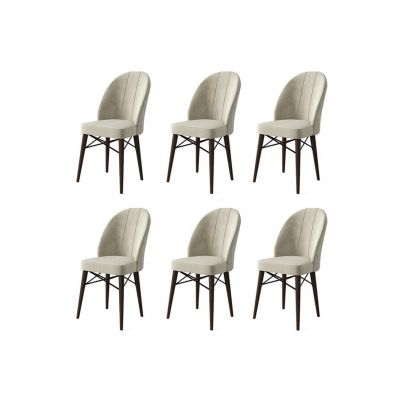 Set scaune 6 piese, Charlotte, Ritim, Metal, Crem/Maro