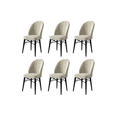 Set scaune 6 piese, Charlotte, Ritim, Metal, Crem/Negru