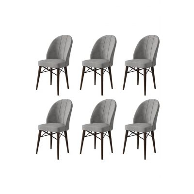 Set scaune 6 piese, Charlotte, Ritim, Metal, Gri/Maro