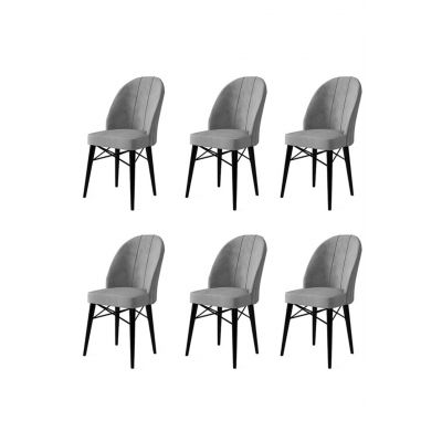 Set scaune 6 piese, Charlotte, Ritim, Metal, Gri/Negru