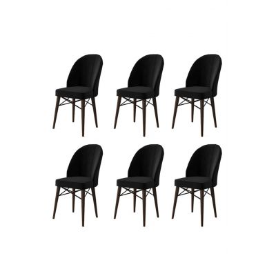 Set scaune 6 piese, Charlotte, Ritim, Metal, Negru/Maro