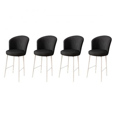 Set scaune  de bar 4 piese, Charlotte, Alte, Metal, Alb/Negru