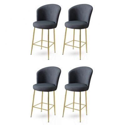 Set scaune  de bar 4 piese, Charlotte, Alte, Metal, Antracit / Aur