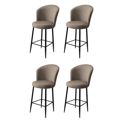 Set scaune  de bar 4 piese, Charlotte, Alte, Metal, Cappuccino / Negru
