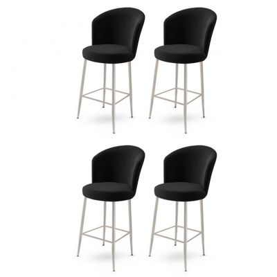 Set scaune  de bar 4 piese, Charlotte, Alte, Metal, Negru / Crom