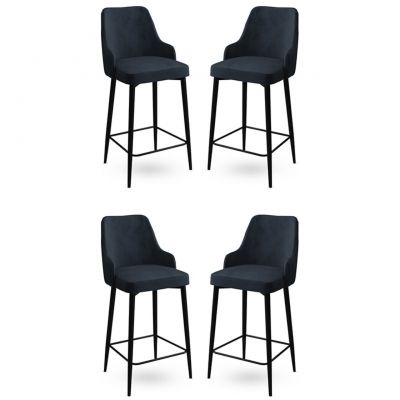 Set scaune  de bar 4 piese, Charlotte, Enox, Metal, Antracit / Negru