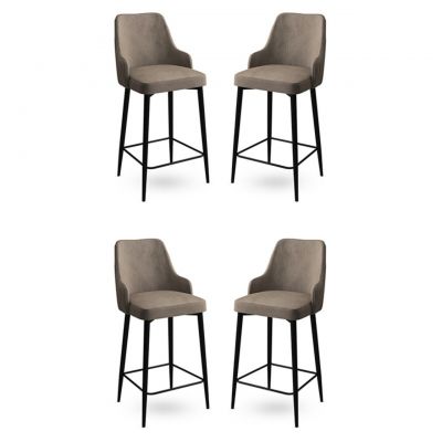 Set scaune  de bar 4 piese, Charlotte, Enox, Metal, Cappuccino / Negru