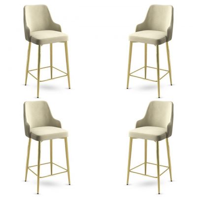 Set scaune  de bar 4 piese, Charlotte, Enox, Metal, Crem / Aur