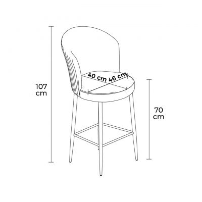 Set scaune  de bar 4 piese, Charlotte, Fora, Metal, Antracit/Alb