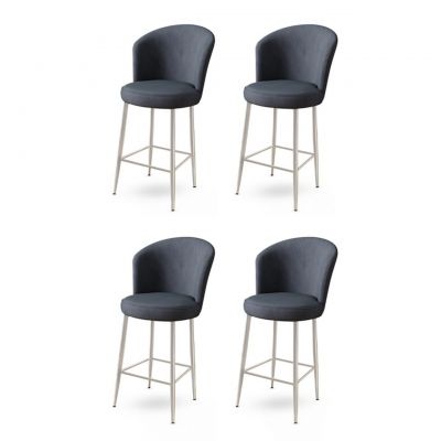 Set scaune  de bar 4 piese, Charlotte, Fora, Metal, Antracit / Crom