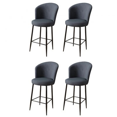 Set scaune  de bar 4 piese, Charlotte, Fora, Metal, Antracit / Negru