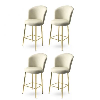 Set scaune  de bar 4 piese, Charlotte, Fora, Metal, Crem / Aur