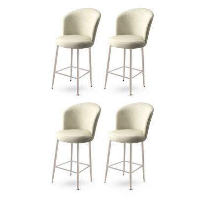 Set scaune  de bar 4 piese, Charlotte, Fora, Metal, Crem / Crom