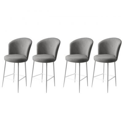 Set scaune  de bar 4 piese, Charlotte, Fora, Metal, Gri/Alb