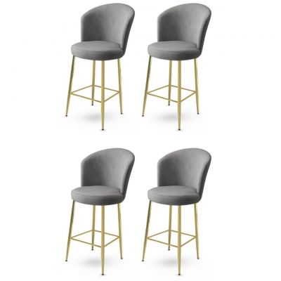 Set scaune  de bar 4 piese, Charlotte, Fora, Metal, Gri / Auriu