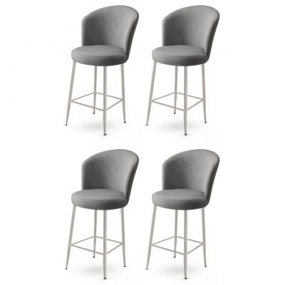 Set scaune  de bar 4 piese, Charlotte, Fora, Metal, Gri/Crom
