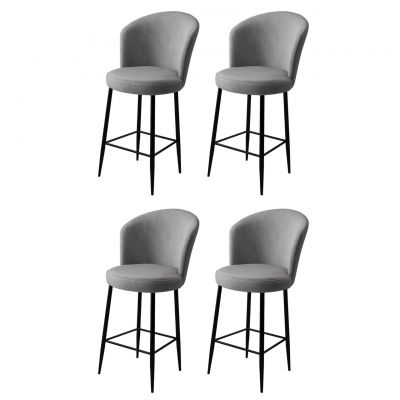 Set scaune  de bar 4 piese, Charlotte, Fora, Metal, Gri/Negru