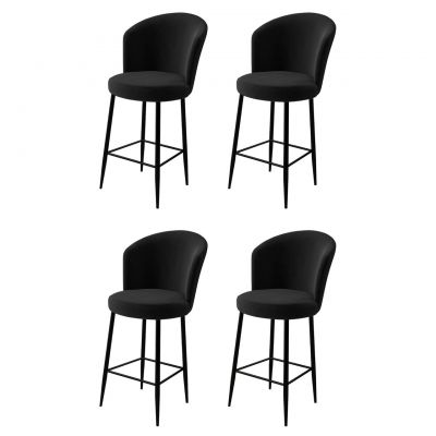 Set scaune  de bar 4 piese, Charlotte, Fora, Metal, Negru