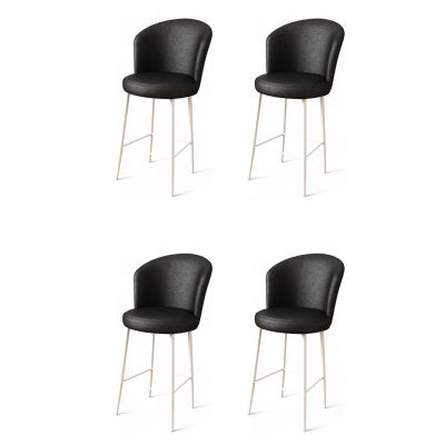 Set scaune  de bar 4 piese, Charlotte, Uras, Metal, Alb/Negru