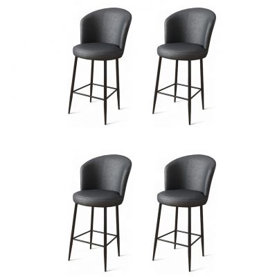 Set scaune  de bar 4 piese, Charlotte, Uras, Metal, Antracit / Negru
