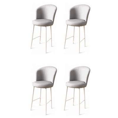 Set scaune  de bar 4 piese, Charlotte, Uras, Metal, Gri/Alb