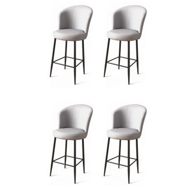 Set scaune  de bar 4 piese, Charlotte, Uras, Metal, Gri/Negru