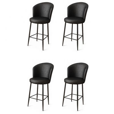 Set scaune  de bar 4 piese, Charlotte, Uras, Metal, Negru