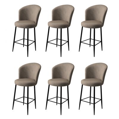 Set scaune de bar 6 piese, Charlotte, Alte, Metal, Cappuccino / Negru