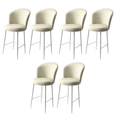 Set scaune de bar 6 piese, Charlotte, Alte, Metal, Crem/Alb