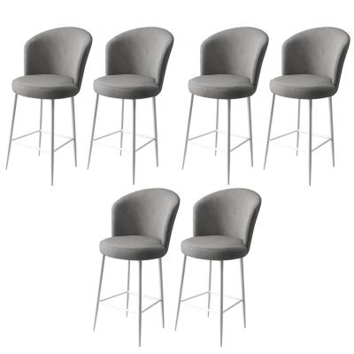 Set scaune de bar 6 piese, Charlotte, Alte, Metal, Gri/Alb