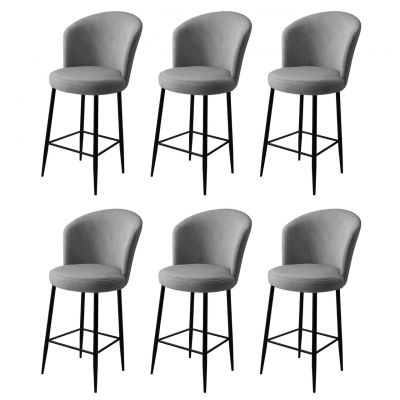 Set scaune de bar 6 piese, Charlotte, Alte, Metal, Gri/Negru