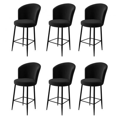 Set scaune de bar 6 piese, Charlotte, Alte, Metal, Negru