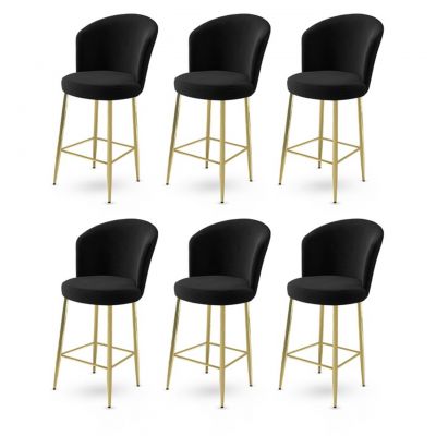 Set scaune de bar 6 piese, Charlotte, Alte, Metal, Negru