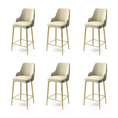 Set scaune de bar 6 piese, Charlotte, Enox, Metal, Crem / Aur