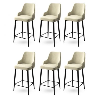 Set scaune de bar 6 piese, Charlotte, Enox, Metal, Crem/Negru