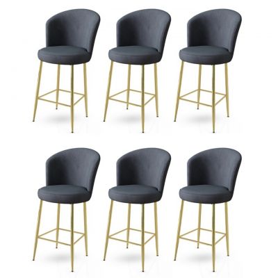 Set scaune de bar 6 piese, Charlotte, Fora, Metal, Antracit / Aur