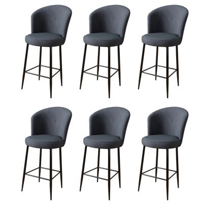 Set scaune de bar 6 piese, Charlotte, Fora, Metal, Antracit / Negru