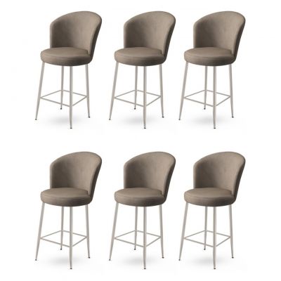 Set scaune de bar 6 piese, Charlotte, Fora, Metal, Cappuccino / Chrome