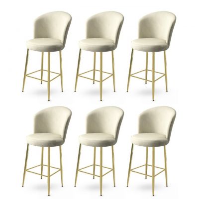 Set scaune de bar 6 piese, Charlotte, Fora, Metal, Crem / Aur