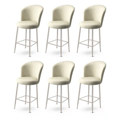 Set scaune de bar 6 piese, Charlotte, Fora, Metal, Crem / Crom