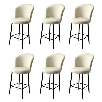 Set scaune de bar 6 piese, Charlotte, Fora, Metal, Crem/Negru