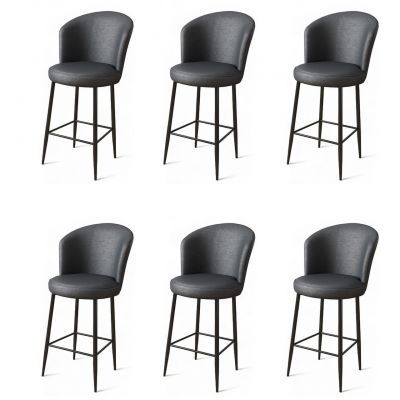Set scaune de bar 6 piese, Charlotte, Uras, Metal, Antracit / Negru