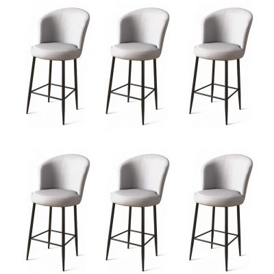 Set scaune de bar 6 piese, Charlotte, Uras, Metal, Gri/Negru