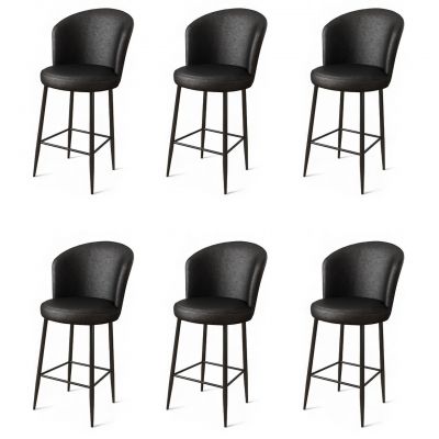 Set scaune de bar 6 piese, Charlotte, Uras, Metal, Negru