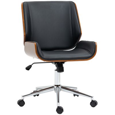 Vinsetto Scaun de birou design vintage înălțime reglabila pivotant 360° picioare cromate 51 x 65,5 x 86-96 cm negru | Aosom Romania