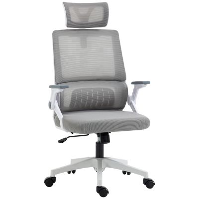 Vinsetto Scaun de birou reglabil material plasa din poliester spatar ergonomic inclinabil pivotant Gri | Aosom Romania